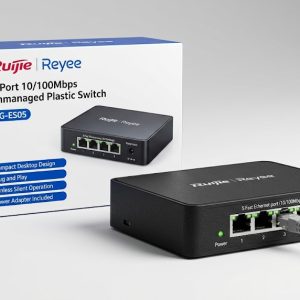 Ruijie RG-ES05 5-Port Fast Ethernet Unmanaged Switch (5× 10/100 Mbps RJ45, Plastic Body)