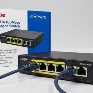 Ruijie RG-ES106D-P 6-Port 10/100 Mbps Unmanaged PoE Switch (4× PoE+ Ports, 58W, Metal Body)