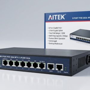 AITEK AFG-82M 8-Port Gigabit PoE Switch with 2 Gigabit Uplink Ports
