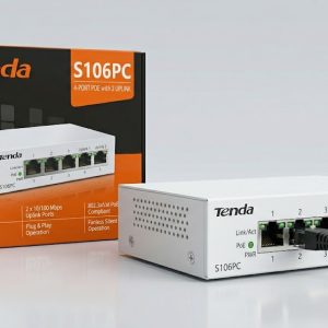 Tenda S106PC 6-Port 10/100 Mbps PoE Switch (4× PoE + 2× Uplink RJ45 Ports)