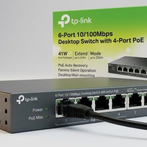 TP-Link LS106LP 6-Port Fast Ethernet Switch with 4-Port PoE+