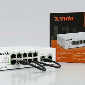 Tenda S110GPC 10-Port PoE Switch (8× PoE Fast Ethernet + 2× Gigabit Uplink Ports)