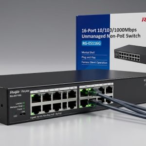 Ruijie RG-ES116G 16-Port Gigabit Unmanaged Switch (16× 10/100/1000 Mbps RJ45)