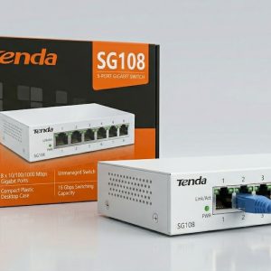 Tenda SG108 8-Port Gigabit Desktop Switch (8 × 10/100/1000 Mbps RJ45, Plug & Play, Plastic Body)