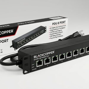Black Copper 8 Port Rack Mount Power Distribution Unit (PDU)