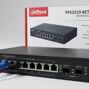 Dahua DH-PFS3210-8ET2GF-96 8-Port Fast Ethernet PoE Switch (96 W, 2× Gigabit Combo Uplink)